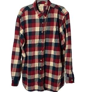 RED HEAD Men's Flannel Shirt, 2XT, Red/Blue/White Plaid, 100% Cotton, Button Up
